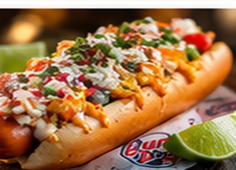 Mexican Street Dog with cotija chipotle mayo cilantro and lime