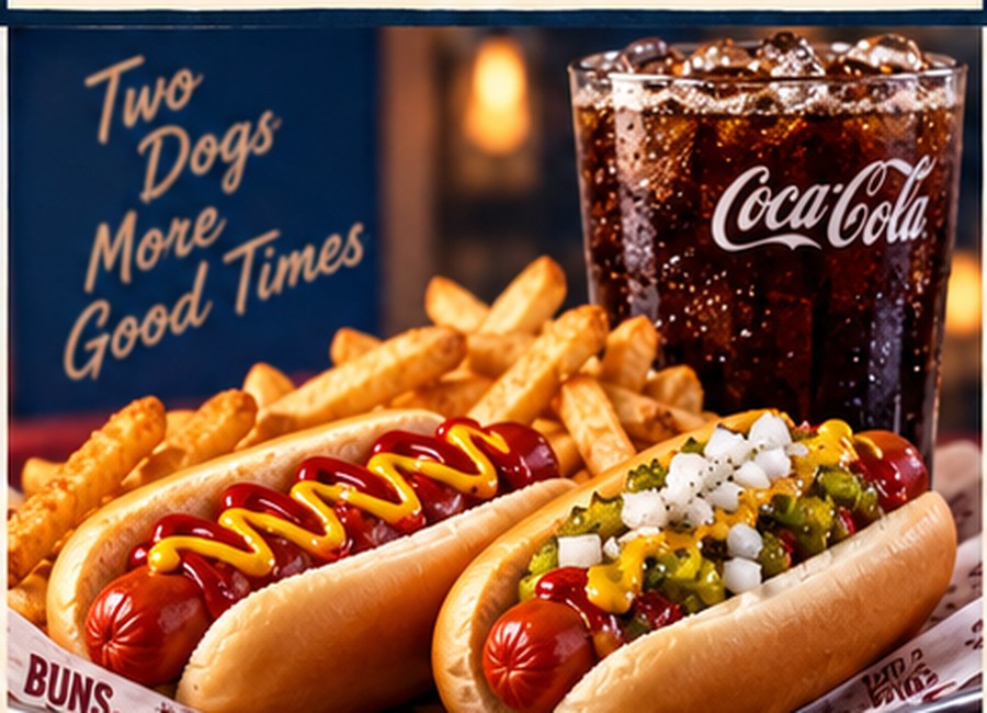 Dog Duo Combo with two hot dogs fries and fountain drink