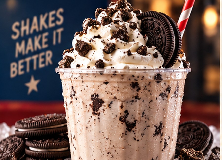 Cookies and cream shake with cookie crumble and whipped cream