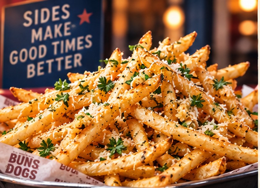 Garlic Parmesan fries with parmesan parsley and garlic butter