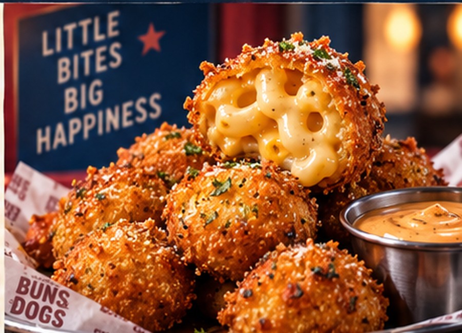 Mac and cheese bites with smoky dipping sauce